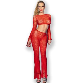 Chilirose - Cr 4648 Haut et Pantalon Rouge S/l