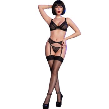 Chilirose - Cr 4692 Ensemble Quatre Pièces Noir Xl
