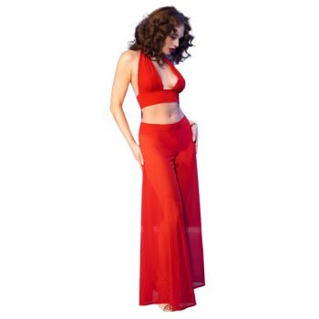 Chilirose - Cr 4857 Ensemble Haut et Pantalon Rouge Taille M