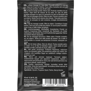 Coquette Chic Desire - Huile de Massage Kissable de Poche avec Sucette Effet Chaleur 10 Ml