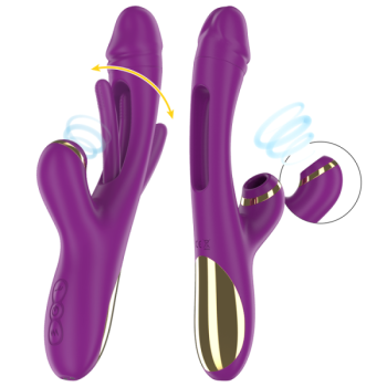 Intense - Ateneo Vibrateur Multifonction Rechargeable 7 Vibrations avec Langue Oscillante et Aspiration Violette