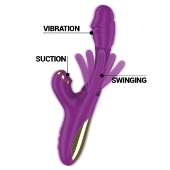 Intense - Ateneo Vibrateur Multifonction Rechargeable 7 Vibrations avec Langue Oscillante et Aspiration Violette