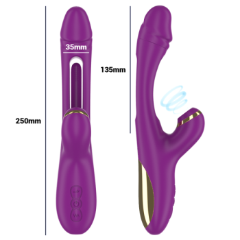 Intense - Ateneo Vibrateur Multifonction Rechargeable 7 Vibrations avec Langue Oscillante et Aspiration Violette