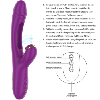 Intense - Ateneo Vibrateur Multifonction Rechargeable 7 Vibrations avec Langue Oscillante et Aspiration Violette