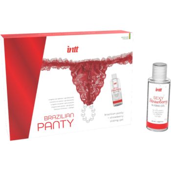 Culotte Rouge Brésilienne avec Perles et Gel Lubrifiant 50 Ml