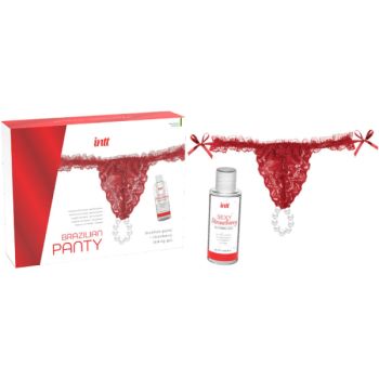 Culotte Rouge Brésilienne avec Perles et Gel Lubrifiant 50 Ml
