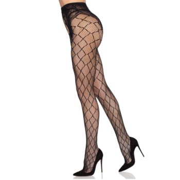 Leg Avenue - 1966 Collants Résille avec Culotte sans Entrejambe Noir - Taille Unique