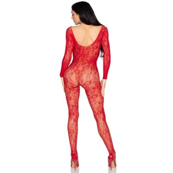 Leg Avenue - 89366 Lingerie en Dentelle Bodystocking Rouge - Taille Unique