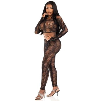 Leg Avenue - 89373 Haut Court en Python et Collants sans Pieds Noirs - Taille Unique