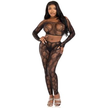 Leg Avenue - 89373 Haut Court en Python et Collants sans Pieds Noirs - Taille Unique