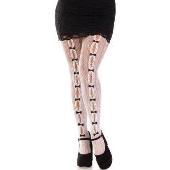 Leg Avenue - Bas avec Ouvertures Coeur & Noeuds Blancs