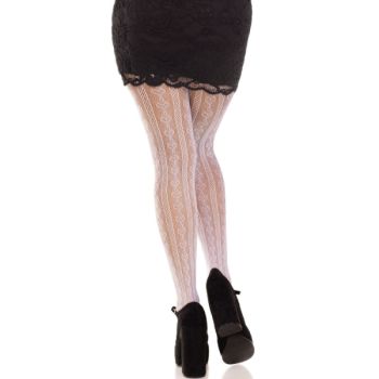 Leg Avenue - Bas avec Ouvertures Coeur & Noeuds Blancs