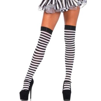 image Leg Avenue - Chaussettes Haute Rayées Noir/blanc