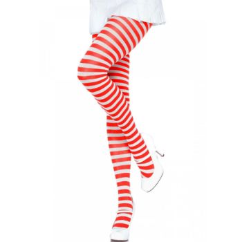 Leg Avenue - Collants  Rayures Blanc/rouge