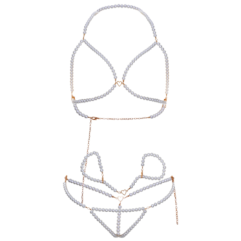 Leg Avenue - Ensemble Bracelets Soutien-gorge et String Perles