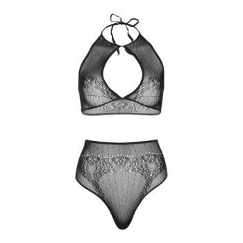 Leg Avenue - Ensemble Deux Pièces Halter Crop Top & Thong Culotte Taille Unique