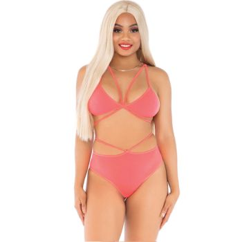 Leg Avenue - Haut & Culotte Corail à Bretelles