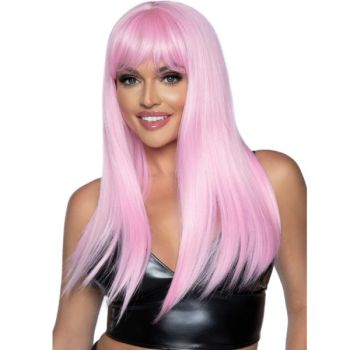 Leg Avenue - Perruque Longue Frange Droite Rose