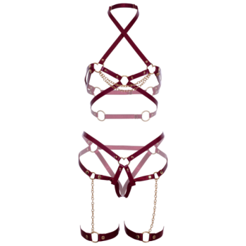 Leg Avenue - Soutien-gorge Harnais & Jarretière Coeur S
