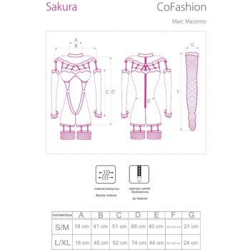 Livco Corsetti Fashion - Combinaison Sakura Cf 90357 + Gants Longs + Porte-jarretelles Noir S/m