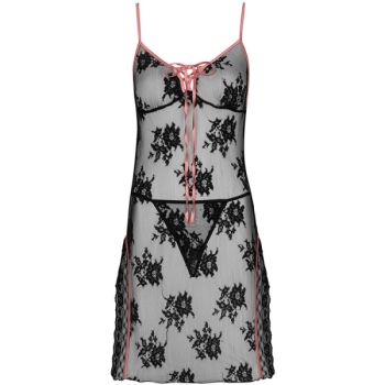 Livco Corsetti Fashion - Karonin Lc 90628 Chemise + Culotte Noir L/xl