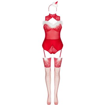 Livco Corsetti Fashion - Limpid Snowflakes Lc 90604 Body + Bas + Bandeau de Noël S/m