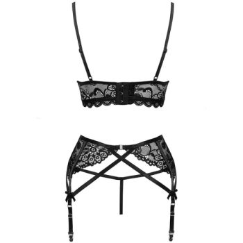 Livco Corsetti Fashion - Moridam Lc 90552 Soutien-gorge + Jarretière + Culotte Négro L/xl
