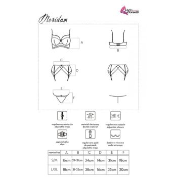 Livco Corsetti Fashion - Moridam Lc 90552 Soutien-gorge + Jarretière + Culotte Négro L/xl