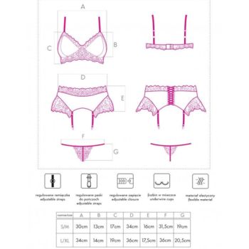 Livco Corsetti Fashion - Nahir Lc 20214 Soutien-gorge + Culotte + Porte-jarretelles S/m