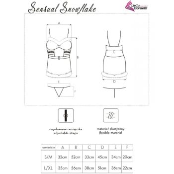 Livco Corsetti Fashion - Sensual Snowflake Lc 90603 Chemise de Noël + String + Bandeau S/m