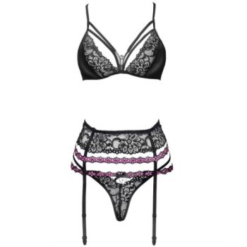 Livco Corsetti Fashion - Snehana Lc 90443 Soutien-gorge + Jarretière + Culotte Noir