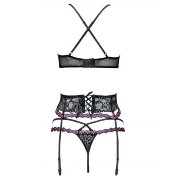 Livco Corsetti Fashion - Snehana Lc 90443 Soutien-gorge + Jarretière + Culotte Noir