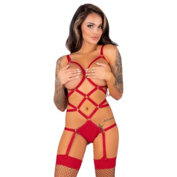 Livco Corsetti Fashion - Thiara Lc 20213 Ensemble Corps + Bas Rouge S/m