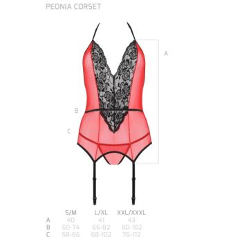 Passion - Peonia Corset Ligne Érotique Rouge S/m