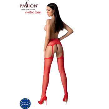 Passion - S028 Bas Rouges avec Jarretière Taille Unique