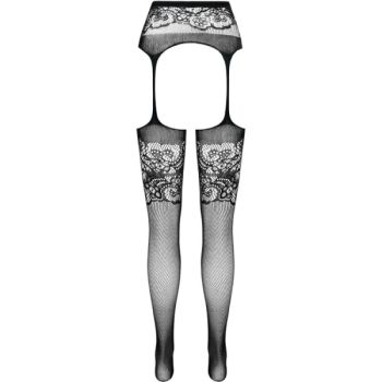Passion - S029 Collant Noir avec Jarretière Taille Unique