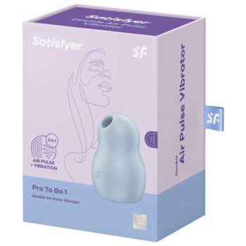 Satisfyer - Stimulateur et Vibrateur Double Air Pulse Pro To Go 1 Bleu