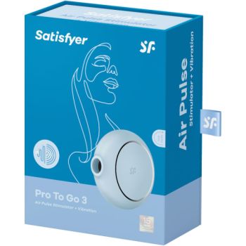 Satisfyer - Stimulateur et Vibrateur Double Air Pulse Pro To Go 3 Bleu