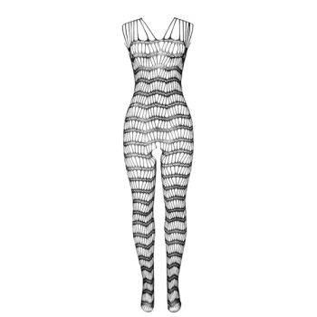 Subblime - 951696 Bodystocking Résille Ouvert avec Bretelles sur les Épaules Noir Taille Unique