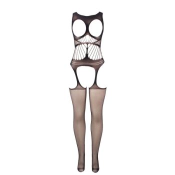 Subblime - 951900 Bodystocking Résille sans Fourrure avec Coque et Épaules Ouvertes Noir Taille Unique