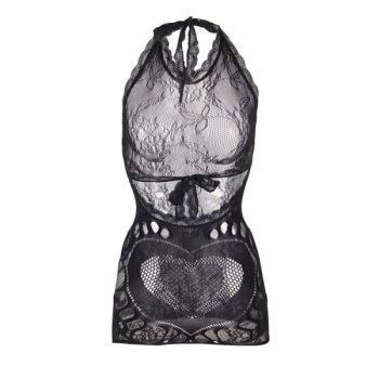 Subblime - 952075 Robe Courte en Résille avec Détail Dos et Coeur Noir Taille Unique