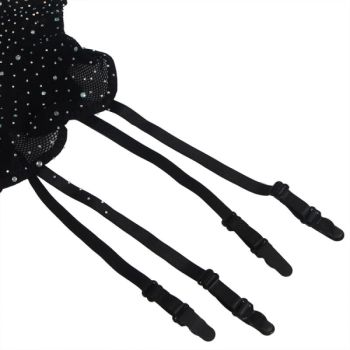Subblime - 952174 Bodystocking Resille avec Gants et Diamants Noir Taille Unique