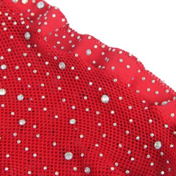 Subblime - 952181 Bodystocking Resille avec Gants et Diamants Rouge Taille Unique