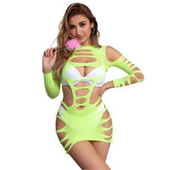 Subblime - 952280 Robe Résille Élastique Manches Longues Vert Taille Unique