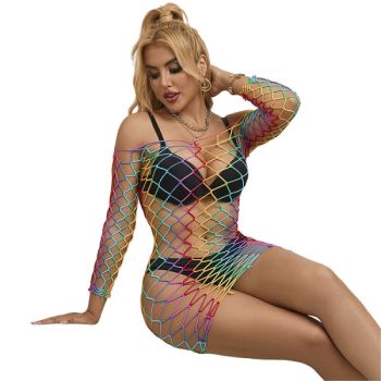 Subblime - 952426 Robe Résille Manches Longues Arc-en-ciel Taille Unique