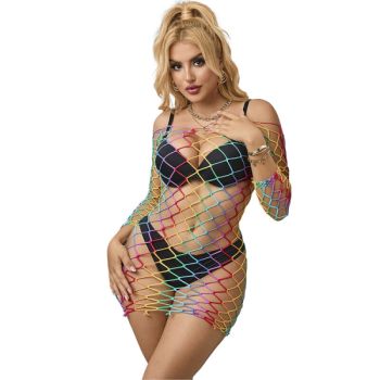 Subblime - 952426 Robe Résille Manches Longues Arc-en-ciel Taille Unique