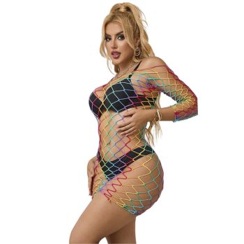 Subblime - 952426 Robe Résille Manches Longues Arc-en-ciel Taille Unique