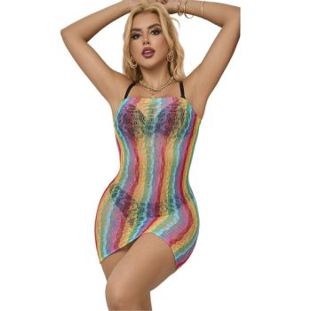 Subblime - 952457 Robe Réseille sans Manches Épaules Dénudées Arc-en-ciel Taille Unique