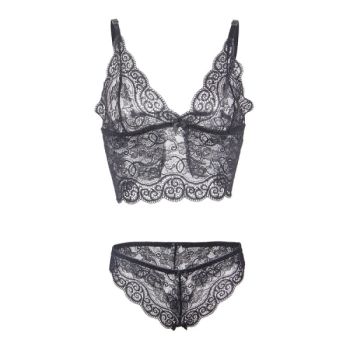 Subblime - 953911 Chemisier de Nuit en Soie et Dentelle + Culotte Noire S/m