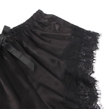 Subblime - 953942 Chemise de Nuit Décontractée en Soie + Pantalon en Dentelle Noir L/xl